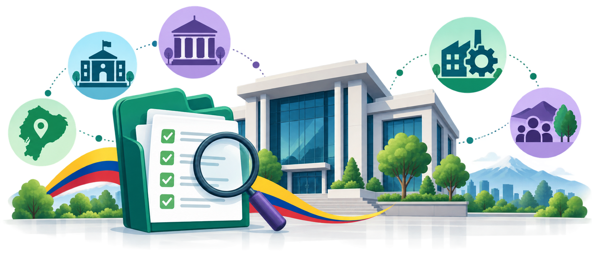 Instituciones públicas y elementos representativos del Ecuador